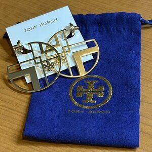 Tory Burch Chevron Hoop Earrings - Gold